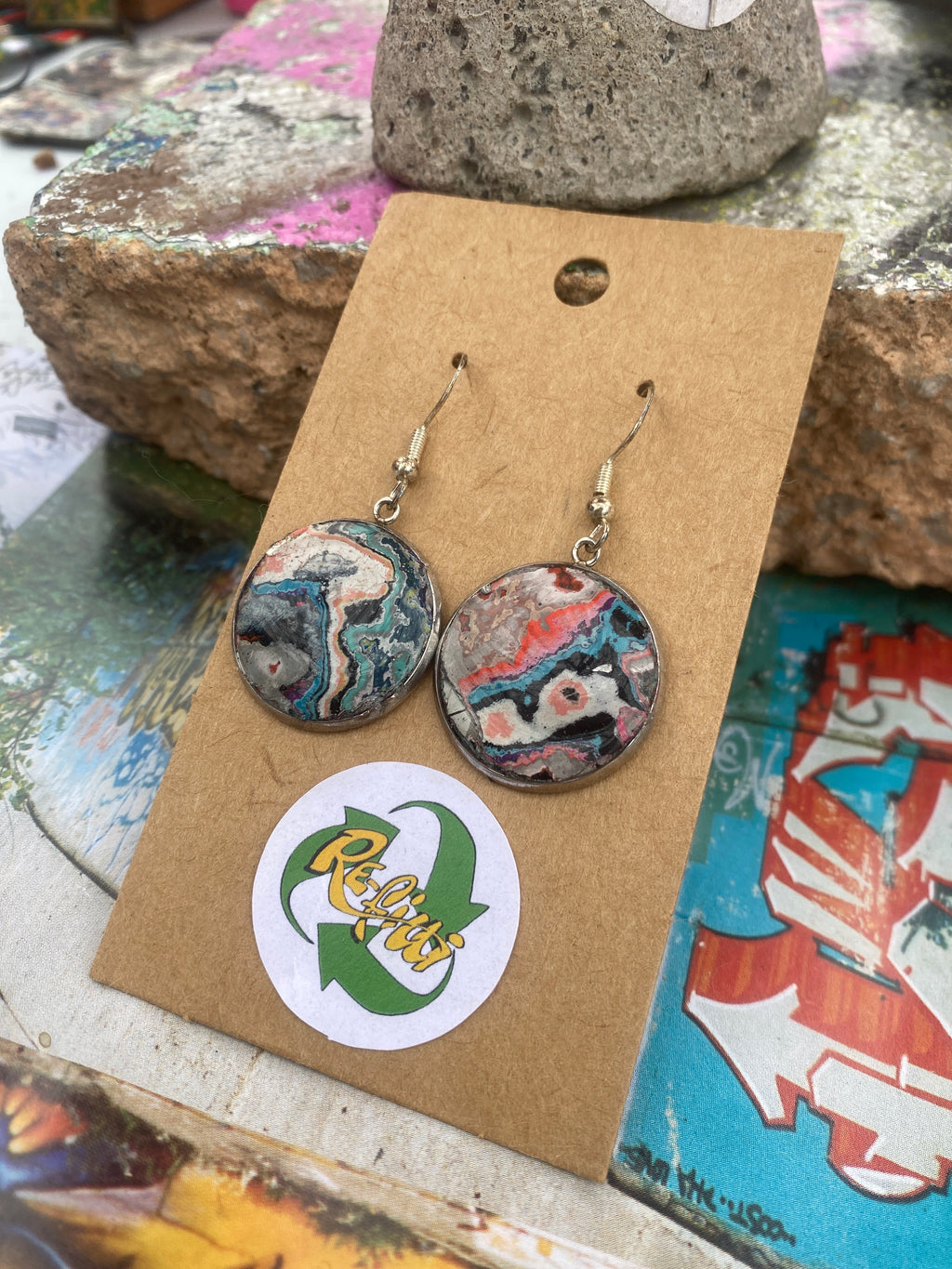 Recycled Graffiti ear-rings