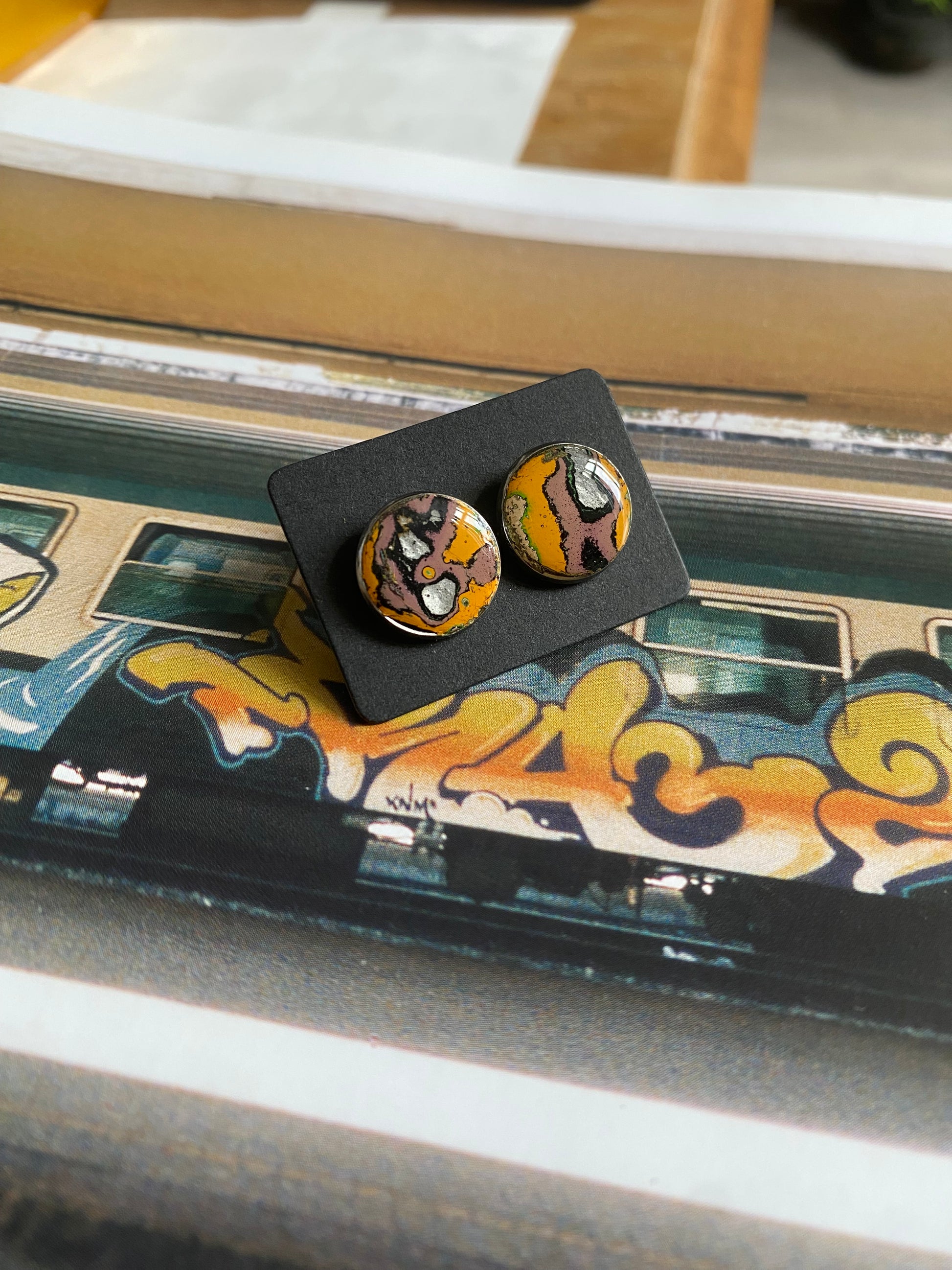 Re-Fitti recycled graffiti - Ear Studs