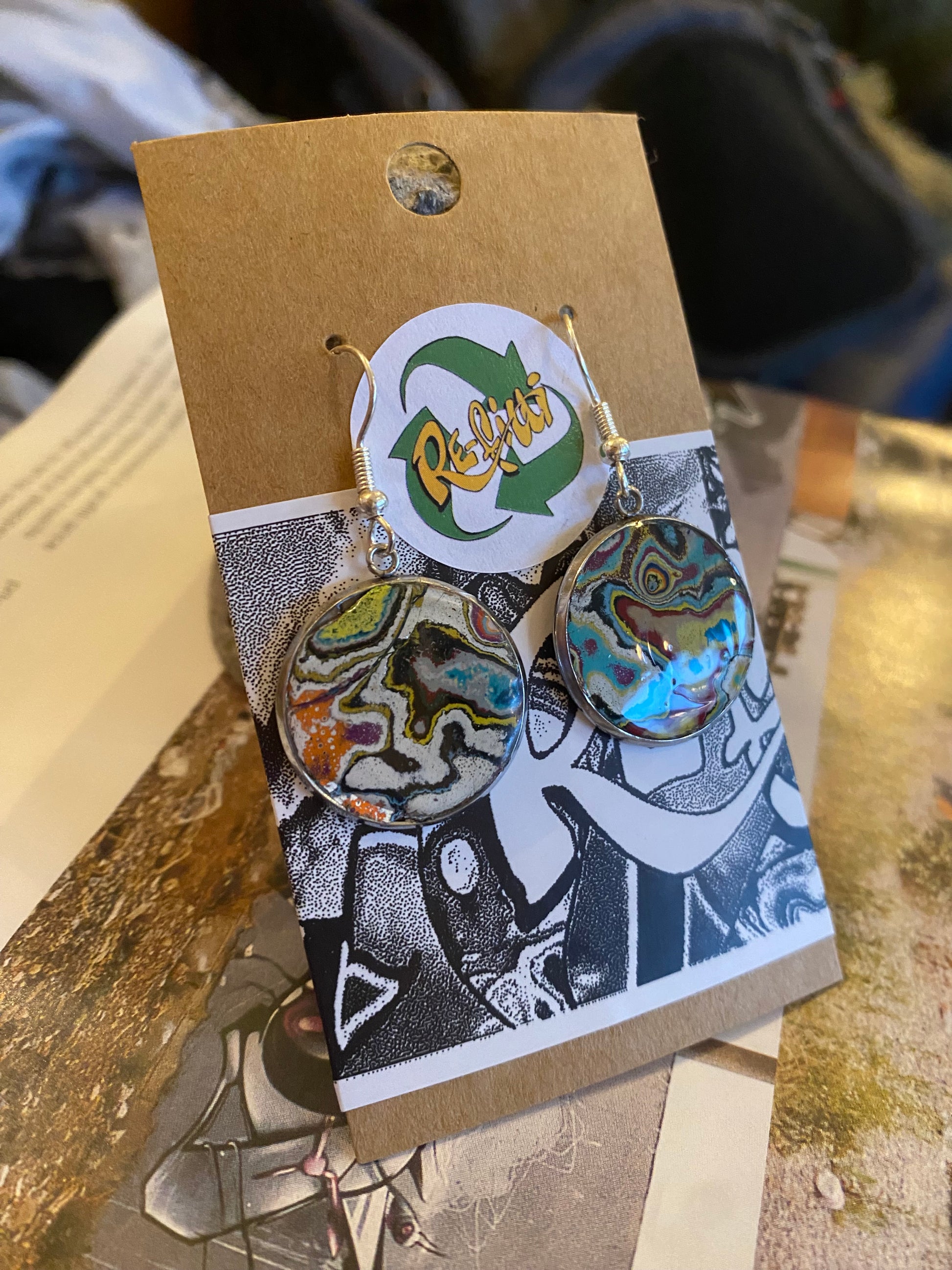Re-Fitti recycled graffiti - Drop Ear Rings