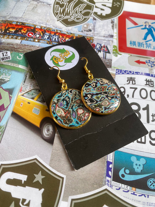 Re-Fitti recycled graffiti - Drop Ear Rings