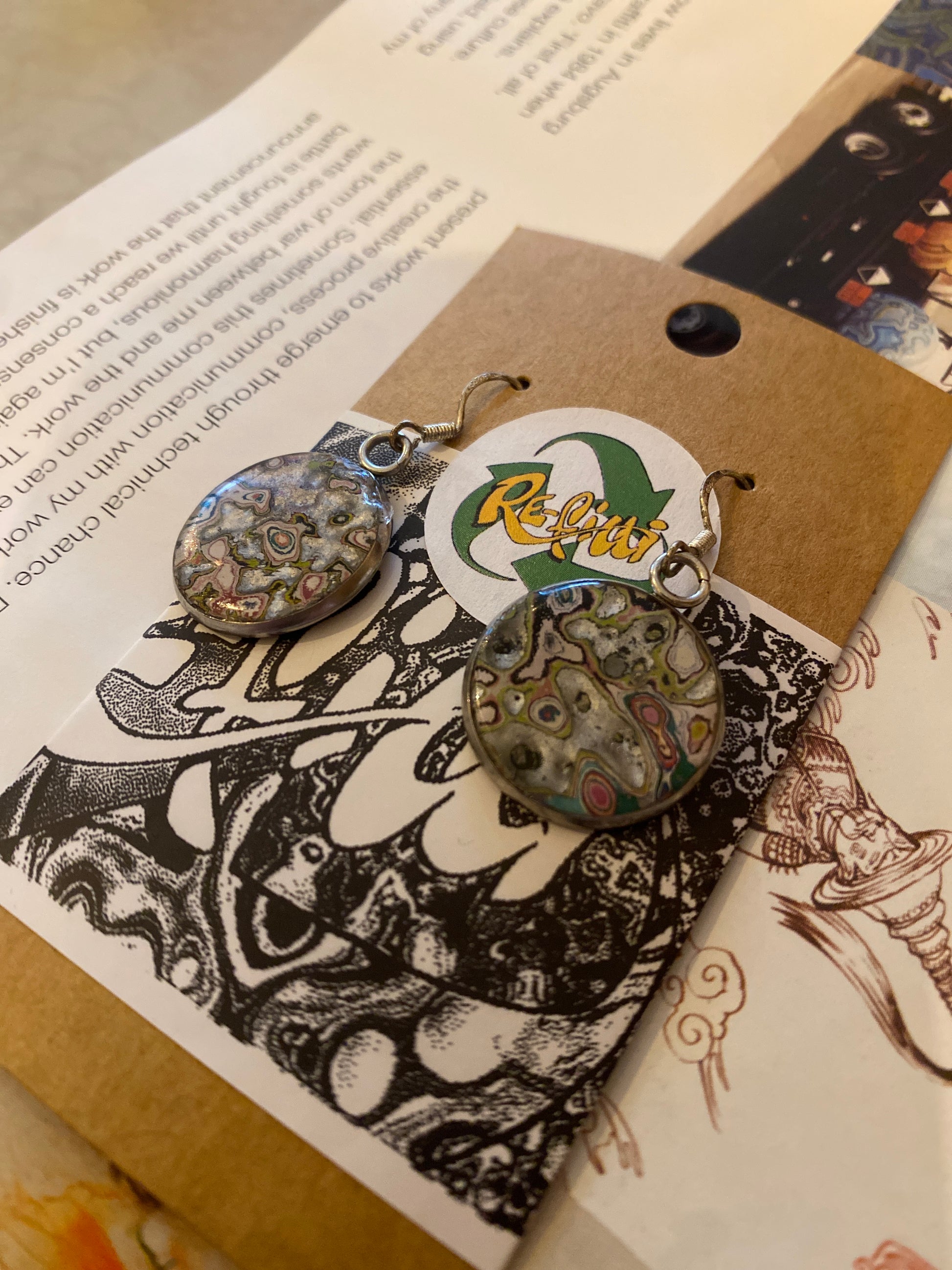 Re-Fitti recycled graffiti - Drop Ear Rings