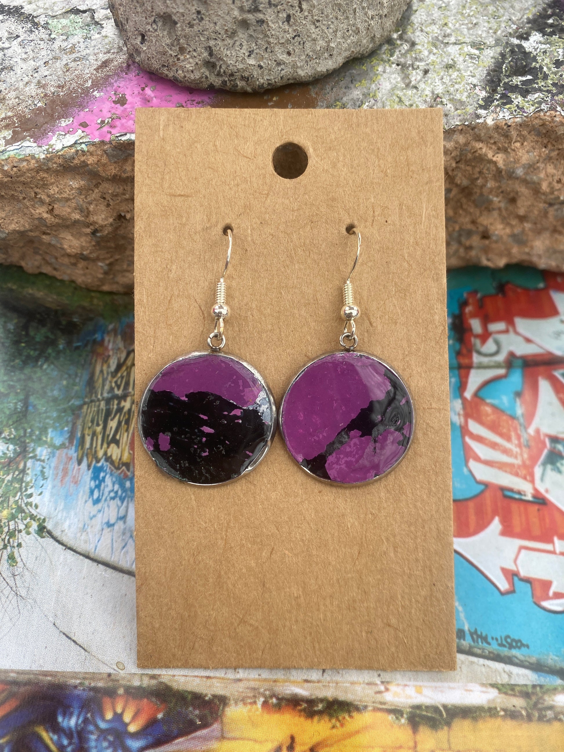 Recycled Graffiti ear-rings