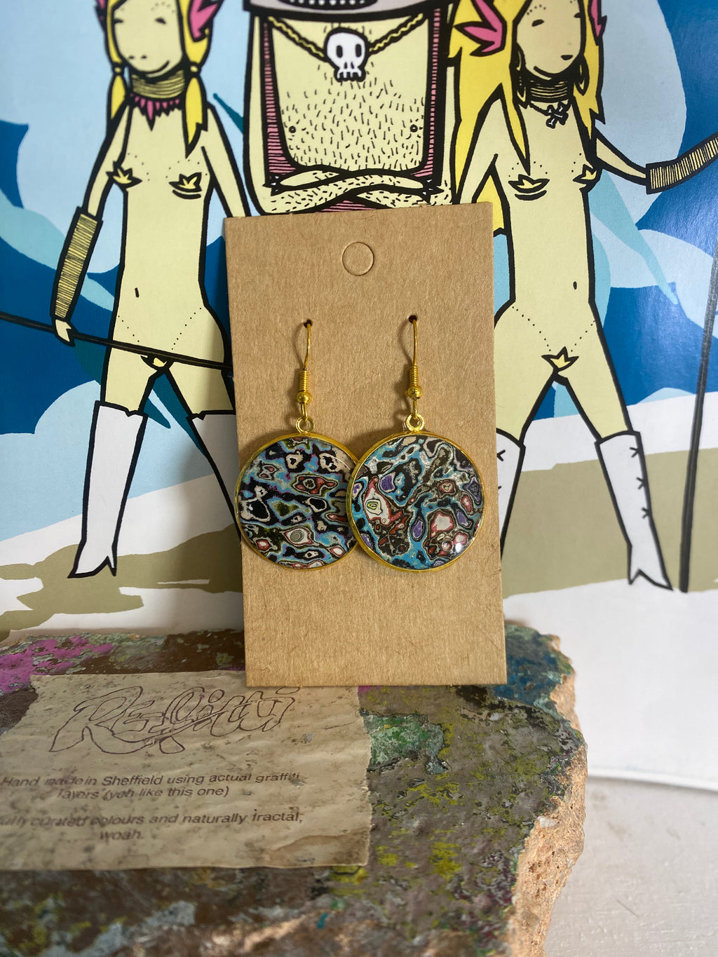 Recycled Graffiti ear-rings